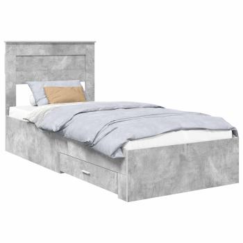 Bettrahmen Beton Grau und Silber 75 x 190 cm Holzwerkstoff