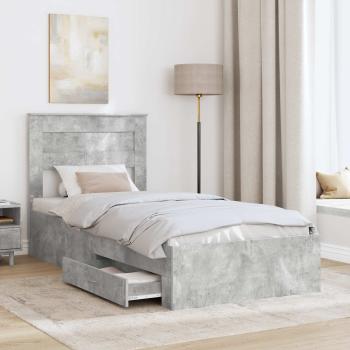 Bettrahmen Beton Grau und Silber 75 x 190 cm Holzwerkstoff