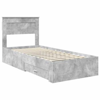 Bettrahmen Beton Grau und Silber 75 x 190 cm Holzwerkstoff