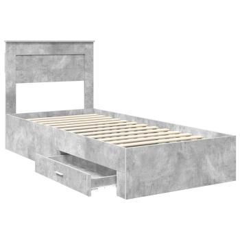 Bettrahmen Beton Grau und Silber 75 x 190 cm Holzwerkstoff