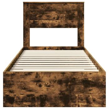 Bettrahmen Rauchige Eiche und Silber 75 x 190 cm Holzwerkstoff