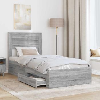 Bettrahmen Graue Sonoma und Silber 75 x 190 cm Holzwerkstoff