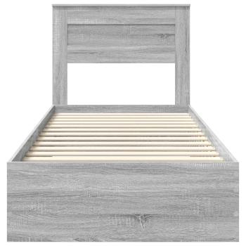 Bettrahmen Graue Sonoma und Silber 75 x 190 cm Holzwerkstoff