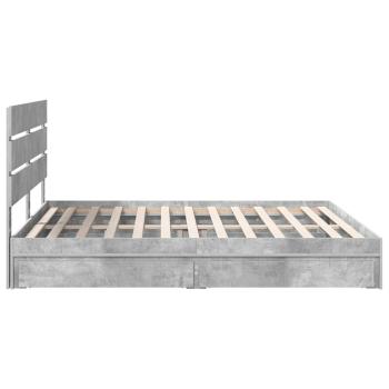 Aufbewahrungsbett Beton Grau 200 x 200 cm Holzwerkstoff
