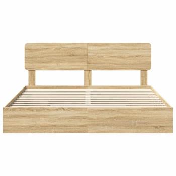 Aufbewahrungsbett Sonoma-Eiche 200 x 200 cm Holzwerkstoff