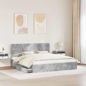 Aufbewahrungsbett Beton Grau 200 x 200 cm Holzwerkstoff