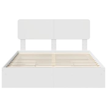 Aufbewahrungsbett mit Kopfteil Weiß 150 x 200 cm Holzwerkstoff