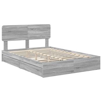 Aufbewahrungsbett Sonoma-Grau 150 x 200 cm Holzwerkstoff