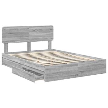 Aufbewahrungsbett Sonoma-Grau 150 x 200 cm Holzwerkstoff