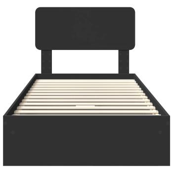 Aufbewahrungsbett Schwarz 100 x 200 cm Holzwerkstoff