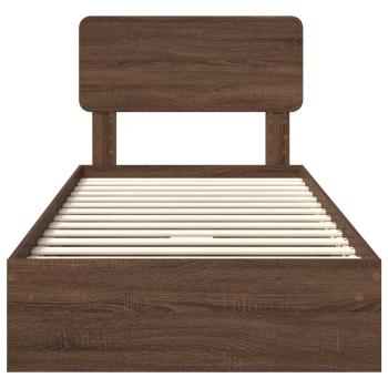 Aufbewahrungsbett Braun Eichen-Optik 100 x 200 cm Holzwerkstoff