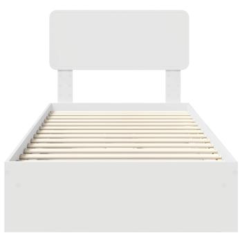 Aufbewahrungsbett mit Kopfteil Weiß 90 x 200 cm Holzwerkstoff