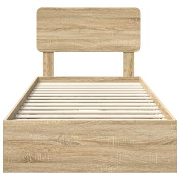 Aufbewahrungsbett Sonoma-Eiche 90 x 190 cm Holzwerkstoff