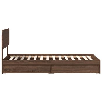 Aufbewahrungsbett Braun Eichen-Optik 90 x 190 cm Holzwerkstoff