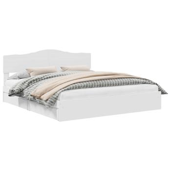 Aufbewahrungsbett mit Kopfteil Weiß 200 x 200 cm Holzwerkstoff