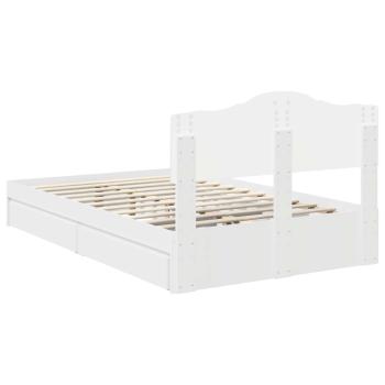 Aufbewahrungsbett mit Kopfteil Weiß 120 x 190 cm Holzwerkstoff