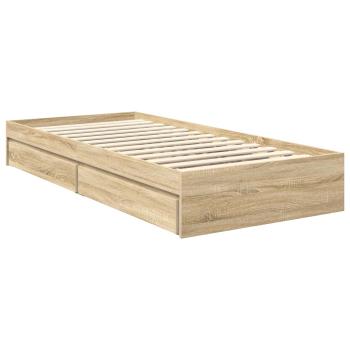 ARDEBO.de - Aufbewahrungsbett Sonoma-Eiche 90 x 200 cm Holzwerkstoff