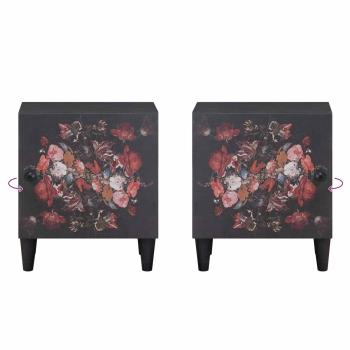 Nachttisch mit Tür 2 pcs Schwarz 40 x 33 x 46 cm