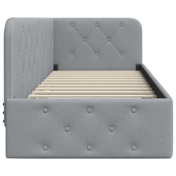 Eckbettgestell mit Kopfteil Hellgrau 80 x 200 cm Stoff