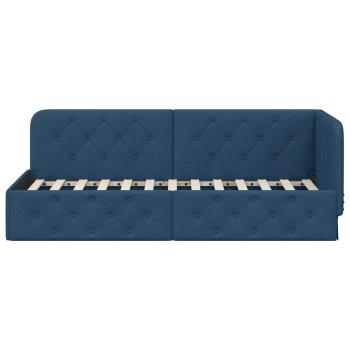Eckbettgestell mit Kopfteil Blau 80 x 200 cm Stoff