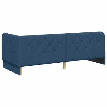 Eckbettgestell mit Kopfteil Blau 80 x 200 cm Stoff