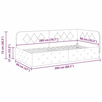 Eckbettgestell mit Kopfteil Dunkelgrün 90 x 200 cm Stoff