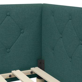 Eckbettgestell mit Kopfteil Dunkelgrün 90 x 200 cm Stoff