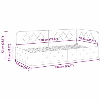 Eckbettgestell mit Kopfteil Gelb 90 x 190 cm Samt