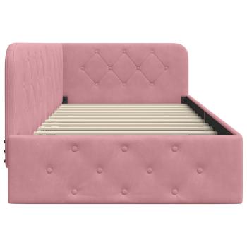 Eckbettgestell mit Kopfteil Rosa 100 x 200 cm Samt