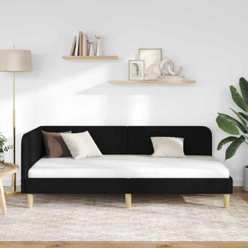 Eckbettgestell mit Kopfteil Schwarz 100 x 200 cm Stoff