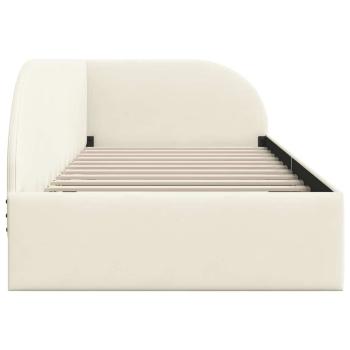 Eckbettgestell mit Kopfteil Creme 80 cm x 200 cm Stoff