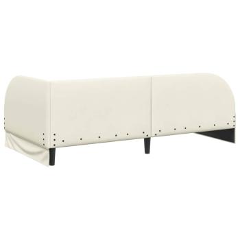 Eckbettgestell mit Kopfteil Creme 80 cm x 200 cm Stoff