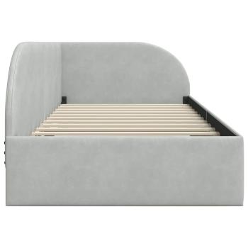 Eckbettgestell mit Kopfteil Hellgrau 90 cm x 190 cm Stoff