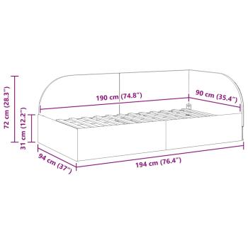 Eckbettgestell mit Kopfteil Weinrot 90 cm x 190 cm Stoff