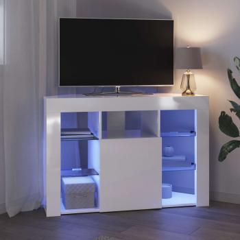 Eck-LED-TV-Schrank 100x40x68cm Hochglanz Weiß Holzwerkstoff