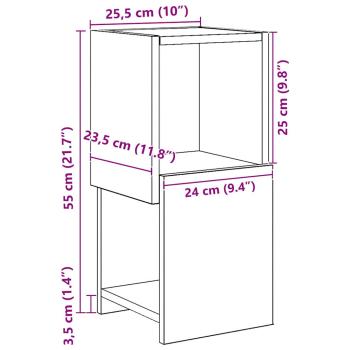 Eckschrank Weiß 25,5x25x55cm Holzwerkstoff