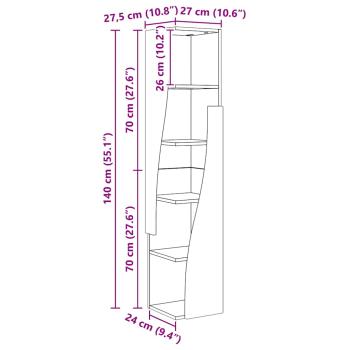 Eckschrank Weiß 27,5x27x140cm Holzwerkstoff