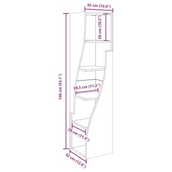 Eckschrank Weiß 32x32x140cm Holzwerkstoff