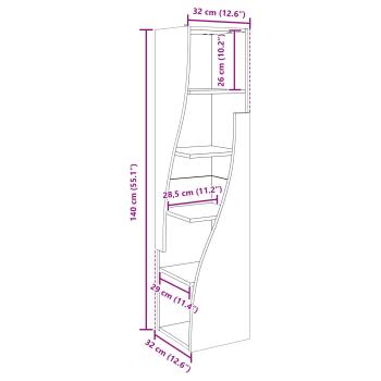 Eckschrank Weiß 32x32x140cm Holzwerkstoff