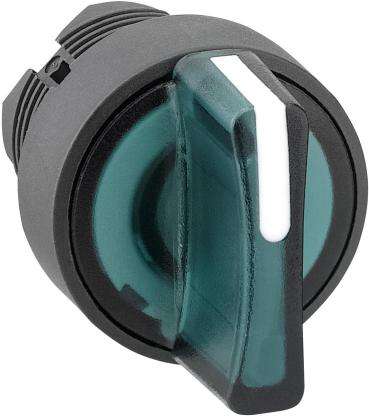 ARDEBO.de Schneider Electric ZB5AK1533 Harmony XB5, Leuchtwahlschalter, Frontelement, Kunststoff, 22mm, für universelle LED, 3 Stellungen, Mitte rastend, grün