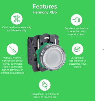 Schneider Electric ZB5AK1533 Harmony XB5, Leuchtwahlschalter, Frontelement, Kunststoff, 22mm, für universelle LED, 3 Stellungen, Mitte rastend, grün