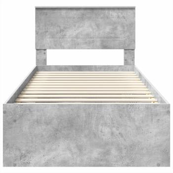 Bettrahmen mit Kopfteil Beton Grau 75 x 190 cm Holzwerkstoff