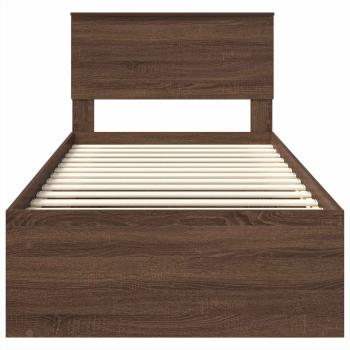 ARDEBO.de - Bettrahmen Braun Eichen-Optik 75 x 190 cm Holzwerkstoff
