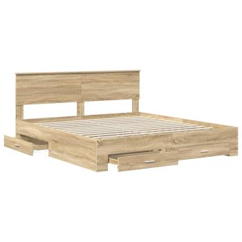 Bettrahmen mit Kopfteil Sonoma-Eiche 200 x 200 cm Holzwerkstoff