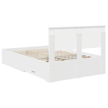 Bettrahmen mit Kopfteil Weiß 135 x 190 cm Holzwerkstoff