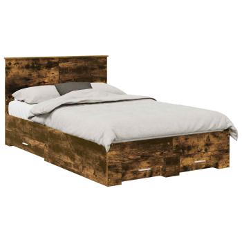 ARDEBO.de - Bettrahmen Geräucherte Eiche 135 x 190 cm Holzwerkstoff
