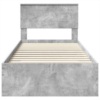 Bettrahmen mit Kopfteil Beton Grau 90 x 200 cm Holzwerkstoff