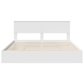 Aufbewahrungsbett mit Kopfteil Weiß 180 x 200 cm Holzwerkstoff