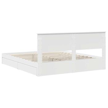 Aufbewahrungsbett mit Kopfteil Weiß 180 x 200 cm Holzwerkstoff