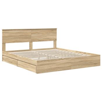 Aufbewahrungsbett Sonoma-Eiche 180 x 200 cm Holzwerkstoff